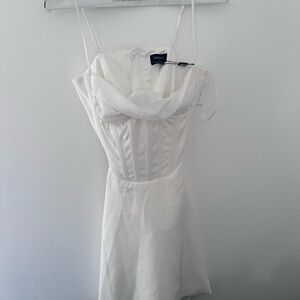 Bardot Strapless White Dress